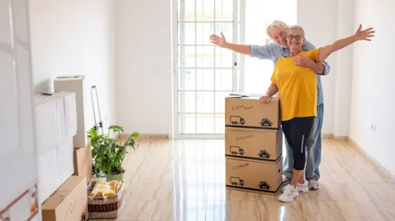 Retired couple moving into new apartment Retired couple moving into new apartment